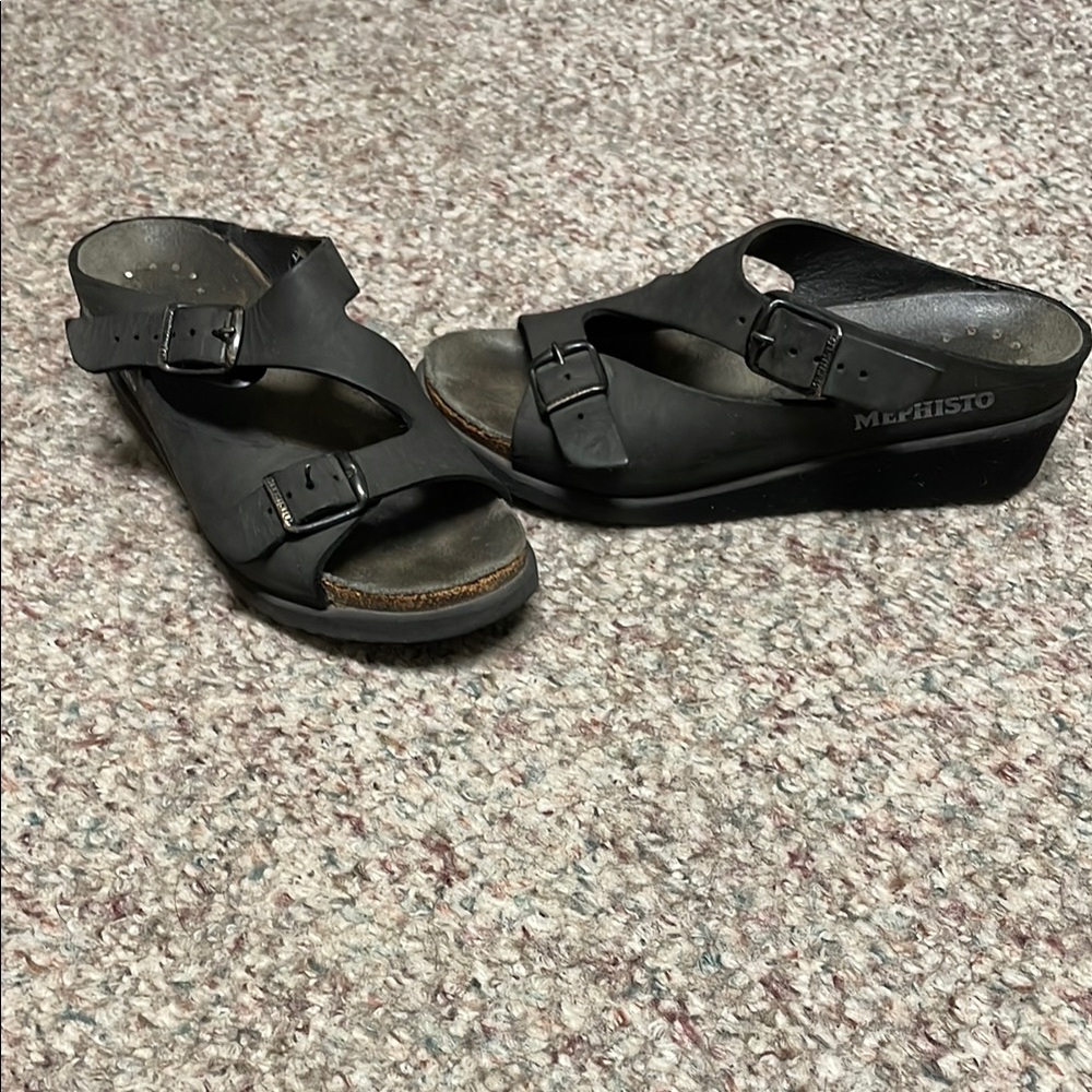 Mephisto Black Mules Comfort Clog sandal